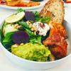 Green Salad with Avocado Salsa, Crispy Grilled Chicken, Beets, Quinoa, Sourdough