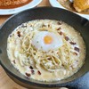 Cheesy spaghetti carbonara 190.-