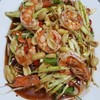 ยำมะม่วงกุ้งสุก 80 บาท
 เผ็ดน้อย/กลาง/มาก
