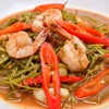 ผัดผักบุ้งพริกกะปิ กุ้ง ผัดผักบุ้งพริกกะปิ กุ้ง
