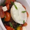 rosa tomatoes, feta cheese, Mexi Beans, baby spinach, poached egg - SO GOOD! 