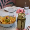 Vegan Cheesy Nachos & Matcha