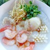 โจ๊กรวมทะเล (ปลา,กุ้ง,ปลาหมึก) ใส่ไข่ 65บาท