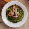 ผักบุ้งกะปิกุ้งสด ผักบุ้งกะปิกุ้งสด