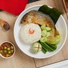 ข้าวน้ำพริกปลาทู+ผักสดลวก ข้าวน้ำพริกปลาทู+ผักสดลวก