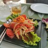 จำชื่อไม่ได้อีก แต่อร่อยมาก แซ่บนัว มีใส่น้ำปลาร้าหรือกะปิไม่แน่ใจ ลองถามดูก่อนน