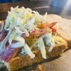 Blue cheese, mozzarella, cheddar cheese with bacon 