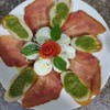 Buffalo Mozzarella of vegetables salad with Spanish Serrano Ham