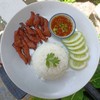 ข้าวหมูแดดเดียวทอดกับน้ำจิ้มแจ่วสูตรเด็ดของทางร้าน