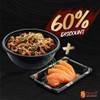 [Promotion] ลด 60% - ข้าวหน้าเนื้อวากิวซอสยากินิกุ + ซาชิมิแซลมอน 4 ชิ้น