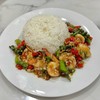 ข้าวราดกุ้งผัดพริกขี้หนูสวน