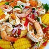 ยำข้าวโพดกุ้งสด,สุก ไข่เค็ม