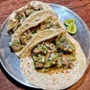 stewed beef tongue on flour tortillas