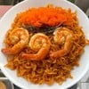 ผัดมาม่าซอสเกาหลีกุ้งไข่กุ้งกรุบ
