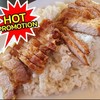 ข้าวหมูทอดติดมันและเนื้อล้วน