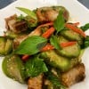 ผัดมะเขือยาวหมูกรอบ