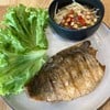 ปลากะพงทอด+น้ำยำมะม่วง