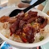 หมูพวงทอด พร้อมข้าวเหนียวร้อนๆข้าวสวยร้อนๆ