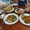 ปลาทับทิมลุยสวน พล่ากุ้ง หมึกผัดฉ่า  หมูแดดเดียว