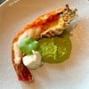 🦐Grilled Half River Prawn with Smash Green Pea, Bacon, and Parmesan Foam