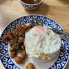 กะเพราหมูสับ+กากหมู+ไข่ดาว 80.-