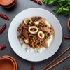 ข้าวกะเพราหมูสับ หมึก ตับไก่