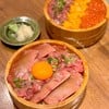 “中トロづけ丼” - Toro & Tuna (JPY3,300) & “ふわとろ3色丼” - Ikura, Uni & Toro (JPY4,800) 