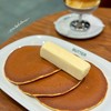 “Three pancakes + 100g block of butter”(JPY2,420) & “Custard Pudding”(JPY1,320)