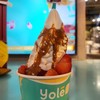 Medium Cup Frozen Yogurt -  Free Topping Almond Flakes Strawberry Salted Caramel