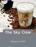 โปรโมชั่น The Sky Crew ลด 50 % เมื่อสั่งเมนูในหมวด Non Coffee, Iced Coffee