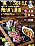 The Irresistible Arno's New York Steak 🥩
You won't miss!

Prepare to drool over with Arno's Steak Promotion this week
with 2 mouthwatering side dishes

New York Steak 400 g.
✔️ Dry-Aged 45 Days 930.-
✔️ Dry-Aged 80 Days 1,030.-
✔️ Dry-Aged 100 Days 1,500.-

Serve together with 2 side dishes
🔸 Baked Stuffed Eggplant🍆  with ground beef, cheese, and yogurt
🔸 Sautéed Baby Potatoes🥔  with Chestnut

And 2 Special Sauces
🔸 Spicy Chilli Sauce
🔸 Morel Sauce

Enjoy this promotion from
22 January - 4 February 2021
At All Arno’s Group Restaurants
EXCEPT for Arno’s Suanplu, Arno’s Silom, 
Arno’s Pattaya and Arno’s Chiangmai,
and also ArnoThai-Thonglor and ArnoThai-Sukhonthasawat 28

*** Prices are subject to Service Charge 4% and 7% VAT
#Arnos #ArnosGroup #Restaurant 
#ร้านอาโนส์ #ดรายเอจ #อาโนส์ #โปรโมชั่น
#Promotion #NewYorkSteak #StuffedEggplant
#BestSteak #DryAgedBeef #Steak #Burger
#WFH #WorkFromHome
