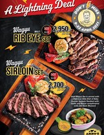 Arno's Lightning Deal!
Let's Celebrate this long weekend with our WAGYU 🥩

🥩 Wagyu (MB6/7) Sirloin Set
👍 Dry-Aged 30 Days => 2,700.-

🥩 Wagyu (MB6/7) Rib Eye Set
👍 Dry-Aged 30 Days => 2,950.-

*** Wagyu Dry-Aged average weight ~300 g.

Each Wagyu Set is served with Delicious Side Dishes 
🔅Baby Brussel Sprouts Sautéed with Garlic and Bacon 
🔅Garlic bake with butter and Grilled Bell pepper
🔅Old Style Mustard.

Available at all Arno’s Group Restaurants
from 9-22 April 2021
EXCEPT for Arno’s Suanplu, Arno’s Rain Hill, Arno’s Silom, and ArnoThai.
For Arno's Chiangmai, available until 29 April 2021

----------------------------------------------------------
Stay Tuned with us:
Facebook: arnosgroup.th
LINE Official: @arnosgroup
IG: arnosgroup
Youtube: arnosgroup

Order our meat to cook at home
delivery.arnosgroup.com

*** Promotion prices are subject to Service Charge 4% and 7% VAT
#Arnos #ArnosGroup #Restaurant 
#ร้านอาโนส์ #ดรายเอจ #อาโนส์ #โปรโมชั่น
#Promotion #Sirloin #RibEye #สันนอก #ริบอาย #Wagyu
#BestSteak #DryAgedBeef #Steak #Burger
#WFH #WorkFromHome
