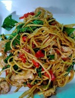 สปาเก็ตตี้เนื้อผัดขี้เมา