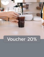 โปรโมชั่น Voucher 20% ลด 20 % เมื่อสั่งเมนูในหมวด Bakery, Food, Drink