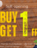 โปรโมชั่น BOGO แถม Pad Thai - Chicken, Fried Garlic - Tiger Prawn on Rice, Kao Pad - Pork, Pad Thai - Egg & Veggies, Pad Ka Prao - Jumbo Crab Meat On Rice, Fried Garlic - Jumbo Crab Meat on Rice, Fried Garlic - Pacific Shrimp on Rice, Pad Thai - Jumbo Crab Meat, Pad Ka Prao - Pacific Shrimp on Rice, Pad Thai - Thai Scallop, Fried Garlic - Chicken on Rice, Pad Ka Prao - NZ Greenshell Mussels on Rice, Pad Ka Prao -River Prawn on Rice, Fried Garlic - River Prawn on Rice, Kao Pad - Chicken, Pad Ka Prao - Chicken  on Rice, Kao Pad - Mantis Shrimp, Pad Thai - River Prawn, Pad Thai - Pork, Kao Pad - Thai Scallop, Pad Thai -Tiger Prawn, Pad Ka Prao - Pork on Rice, Pad Thai - Pacific Shrimp, Kao Pad - Egg & Veggies, Pad Thai - Mantis Shrimp, Fried Garlic - Mantis Shrimp on Rice, Fried Garlic - Thai Scallop on Rice, Pad Ka Prao - Thai Scallop on Rice, Fried Garlic - Squid on Rice, Fried Garlic - Pork on Rice, Pad Thai - NZ Greenshell Mussels, Kao Pad - Jumbo Crab Meat, Kao Pad - NZ Greenshell Mussels, Kao Pad - River Prawn, Pad Ka Prao - Squid on Rice, Fried Garlic - NZ Green  Shell Mussels on Rice, Kao Pad - Squid, Pad Thai - Squid, Kao Pad - Pacific Shrimp, Kao Pad - Tiger Prawn, Pad Ka Prao - Tiger Prawn on Rice, Pad Ka Prao - Mantis Shrimp on Rice เมื่อสั่งเมนู  จำนวน 1 ที่