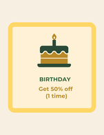โปรโมชั่น Birthday Gift ลด 50 % เมื่อสั่งเมนูในหมวด bakery, option, เค้กปอนด์, beans, milk, Alternative menu signatures, Matcha, Non coffee, 7days a week, Dessert to drink, Basic Hot menu