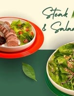 โปรโมชั่น สเต็ก x ซีซาร์ ลด 49 บาท เมื่อสั่งเมนู  จำนวน 1 ที่