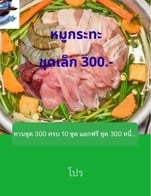 โปรโมชั่น ทานชุด 300 ครบ 10 ชุด แลกฟรี ชุด 300 หนึ่งชุด ลด 300 บาท เมื่อสั่งเมนู หมูชุดเล็ก
