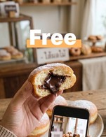 โปรโมชั่น Line 6 Points Free Donut 1 Pcs ลด 100 % เมื่อสั่งเมนู Chocolate Donuts