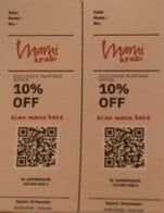 โปรโมชั่น Partner coupon  ลด 10 % เมื่อสั่งเมนูในหมวด MARNI DRINKS, PIZZA, BEER, MAIN, ANTIPASTI, Signature Cocktail , Classic cocktails , Red Wine, White Wine, PASTA, Gin, DESSERT 🍧 , Rosé Wine, Sparkling Wine