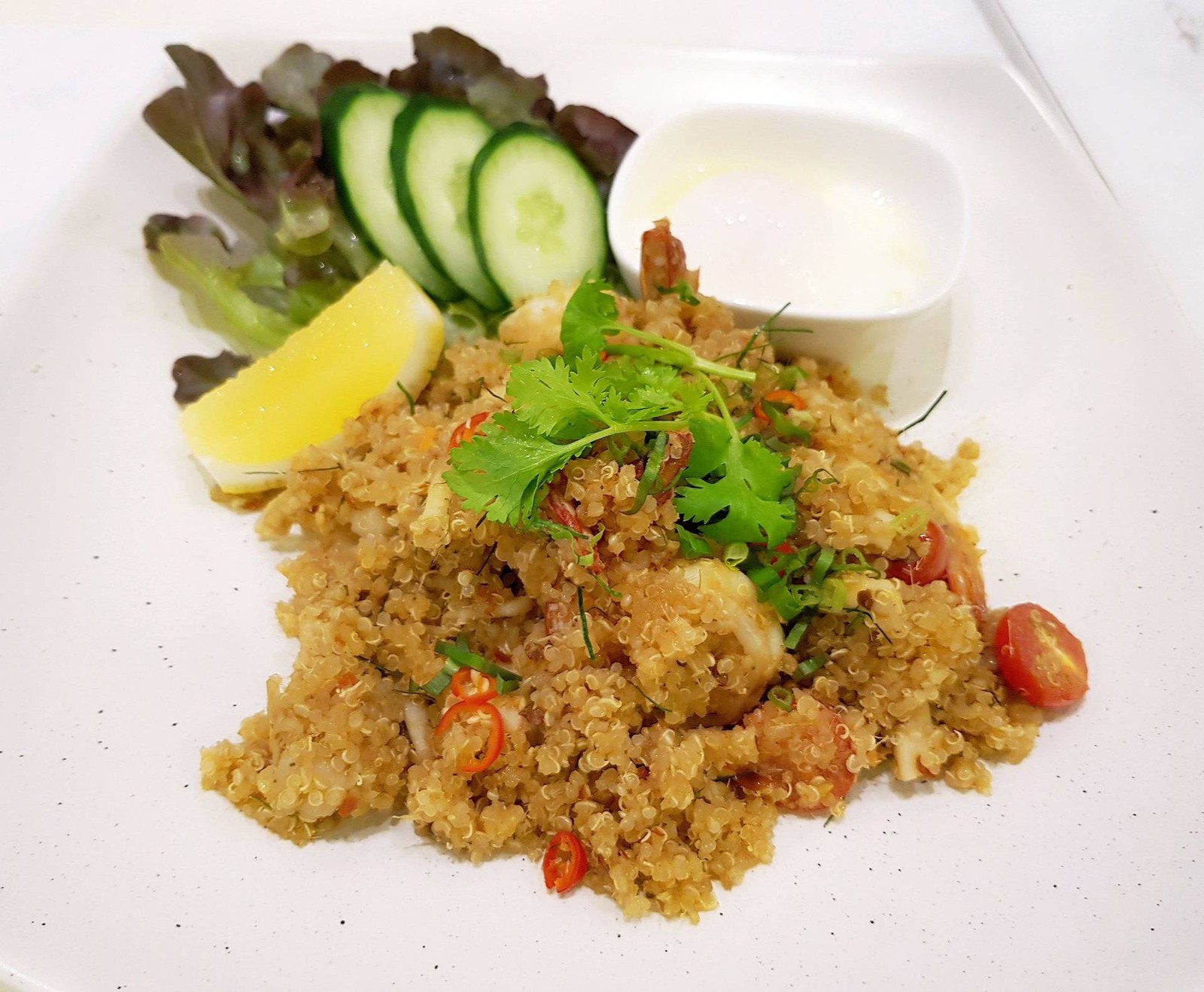 Tom Yum Shrimp Organic Quinoa Fried Rice With Organic Onsen Egg • คินัว