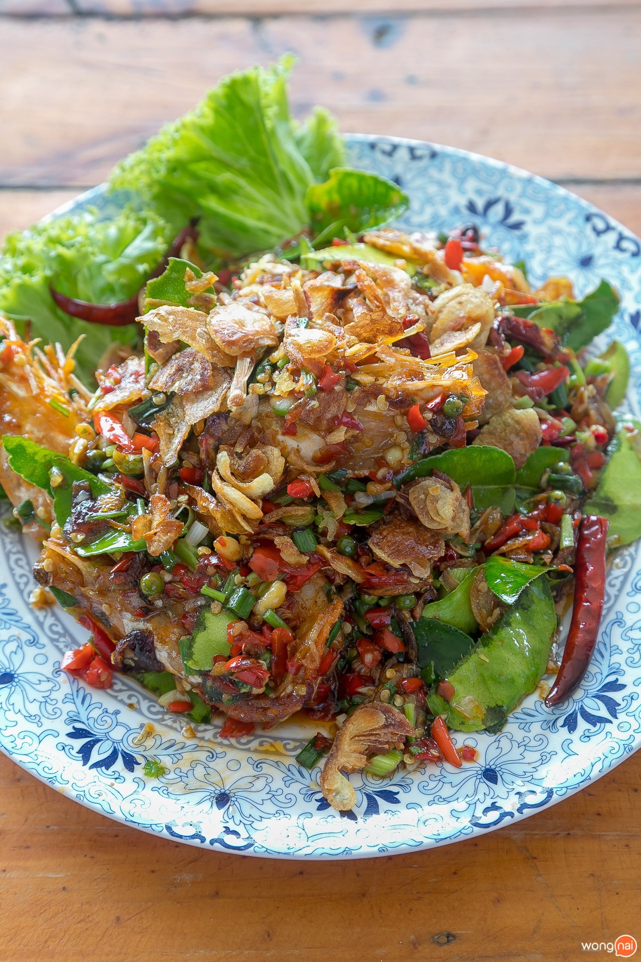 กุ้งทอดผัดพริกขี้หนู