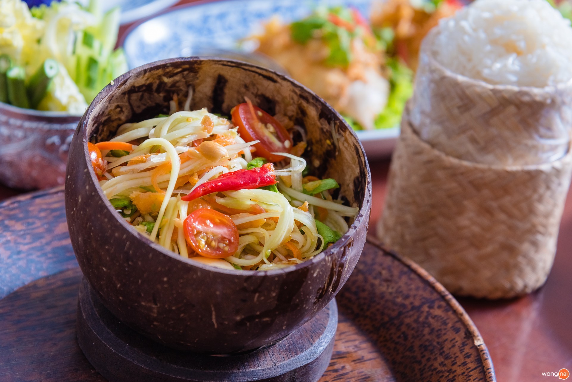 เมนู “ส้มตำไทย” ของร้าน “Panwa House” แหลมพันวา ภูเก็ต