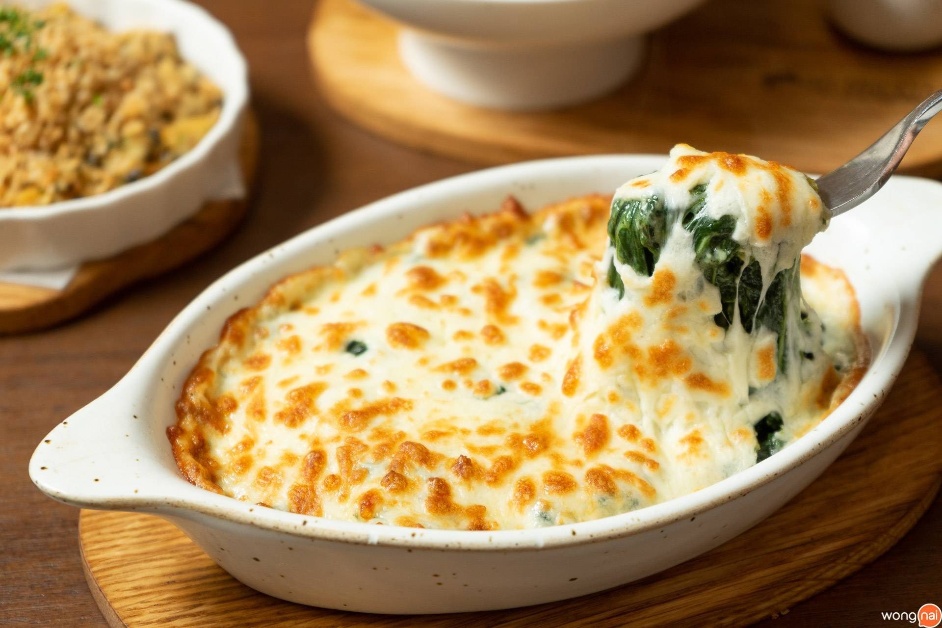 Creamy Spinach Gratin On The Table