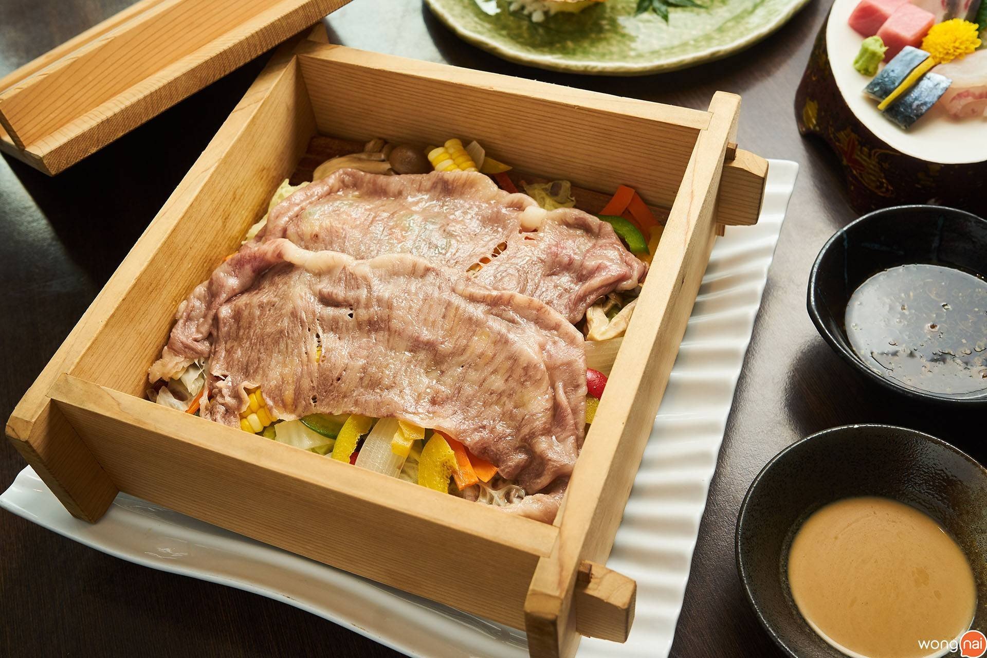 เมนู Sagagyu Yasai Seiro Mushi ของร้าน Nanohana