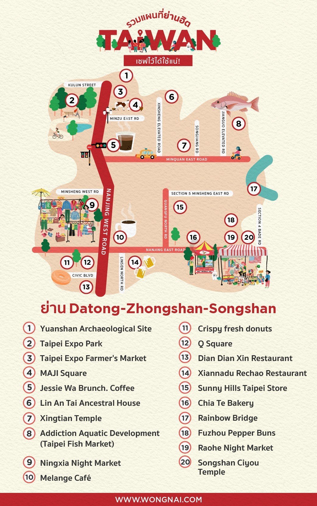 แผนที่ย่าน Datong, Zhongshan, Songshan, ไต้หวัน