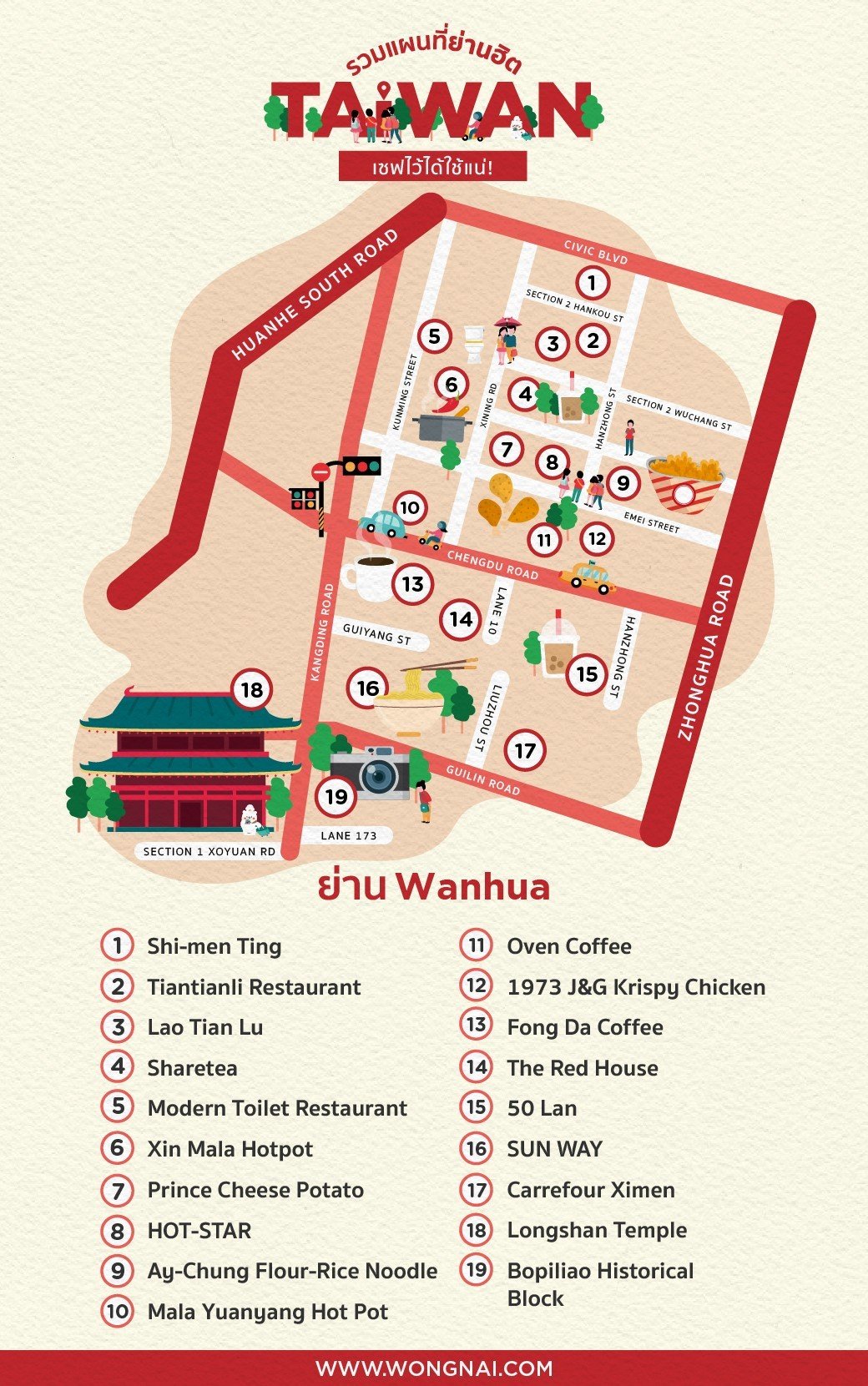 แผนที่ย่าน Wanhua, ไต้หวัน