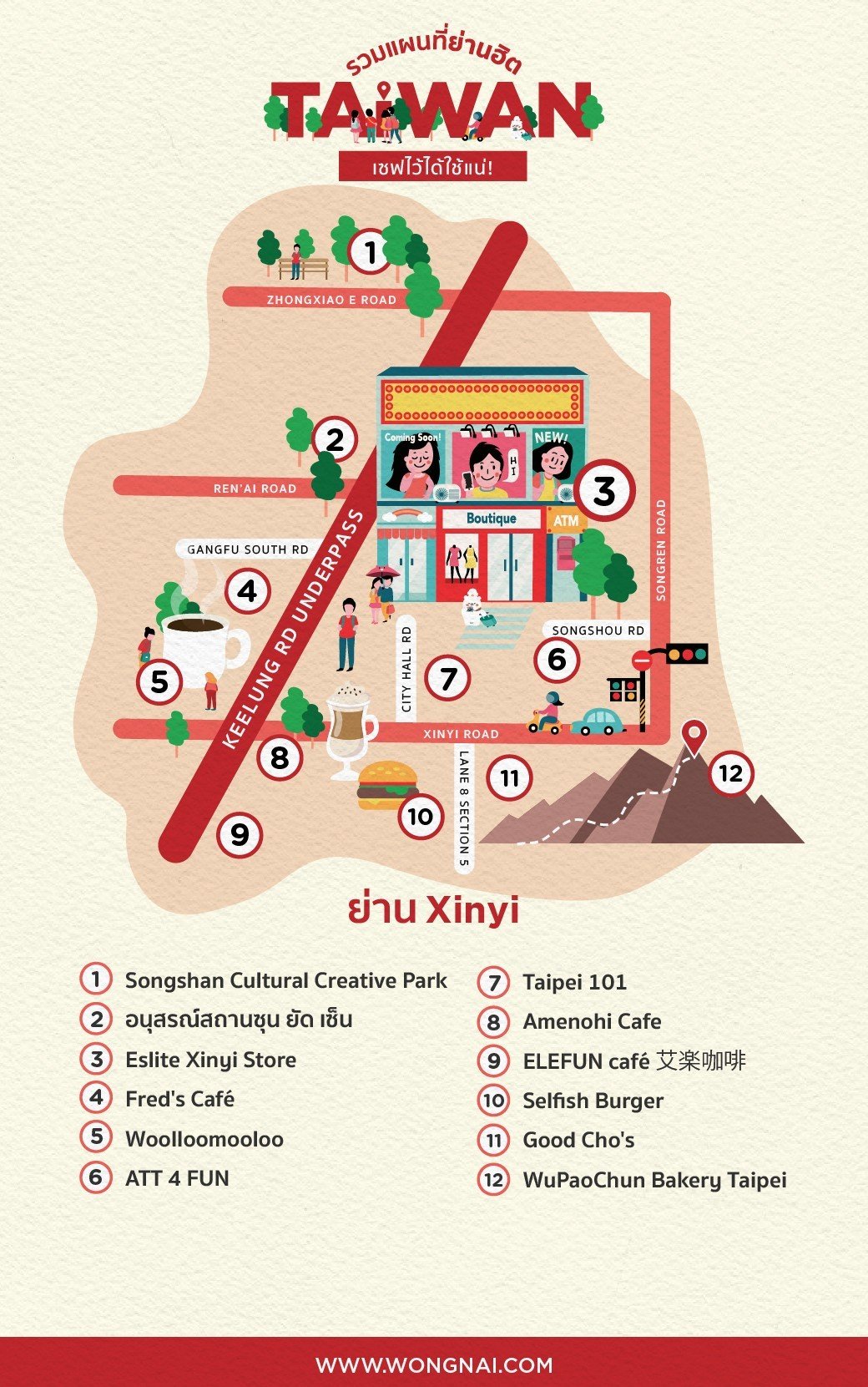 แผนที่ย่าน Xinyi, ไต้หวัน