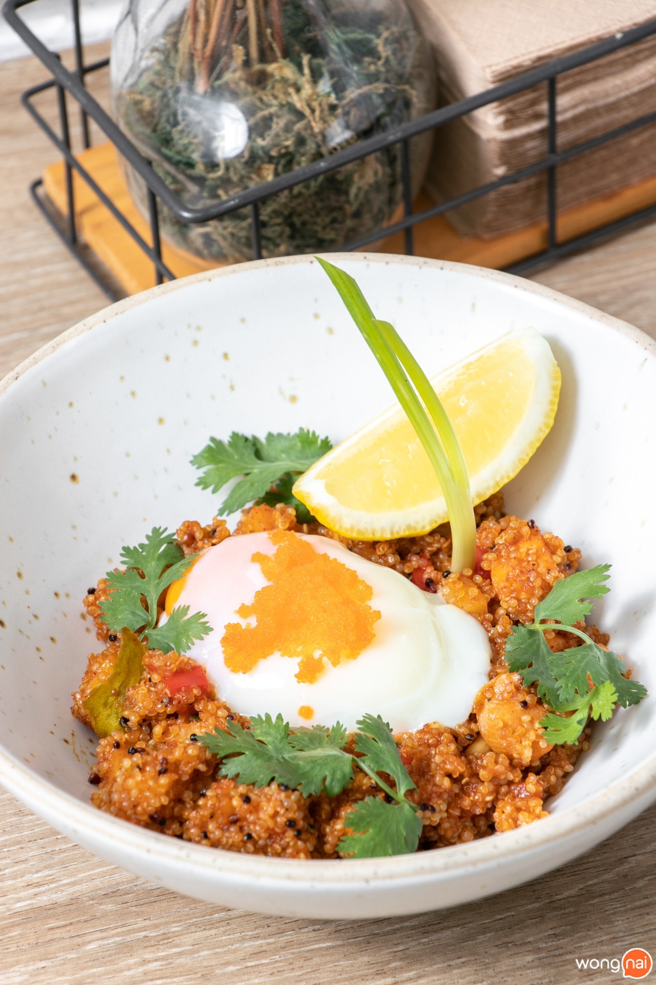 Fried Quinua Tom-Yum with Diced Salmaon