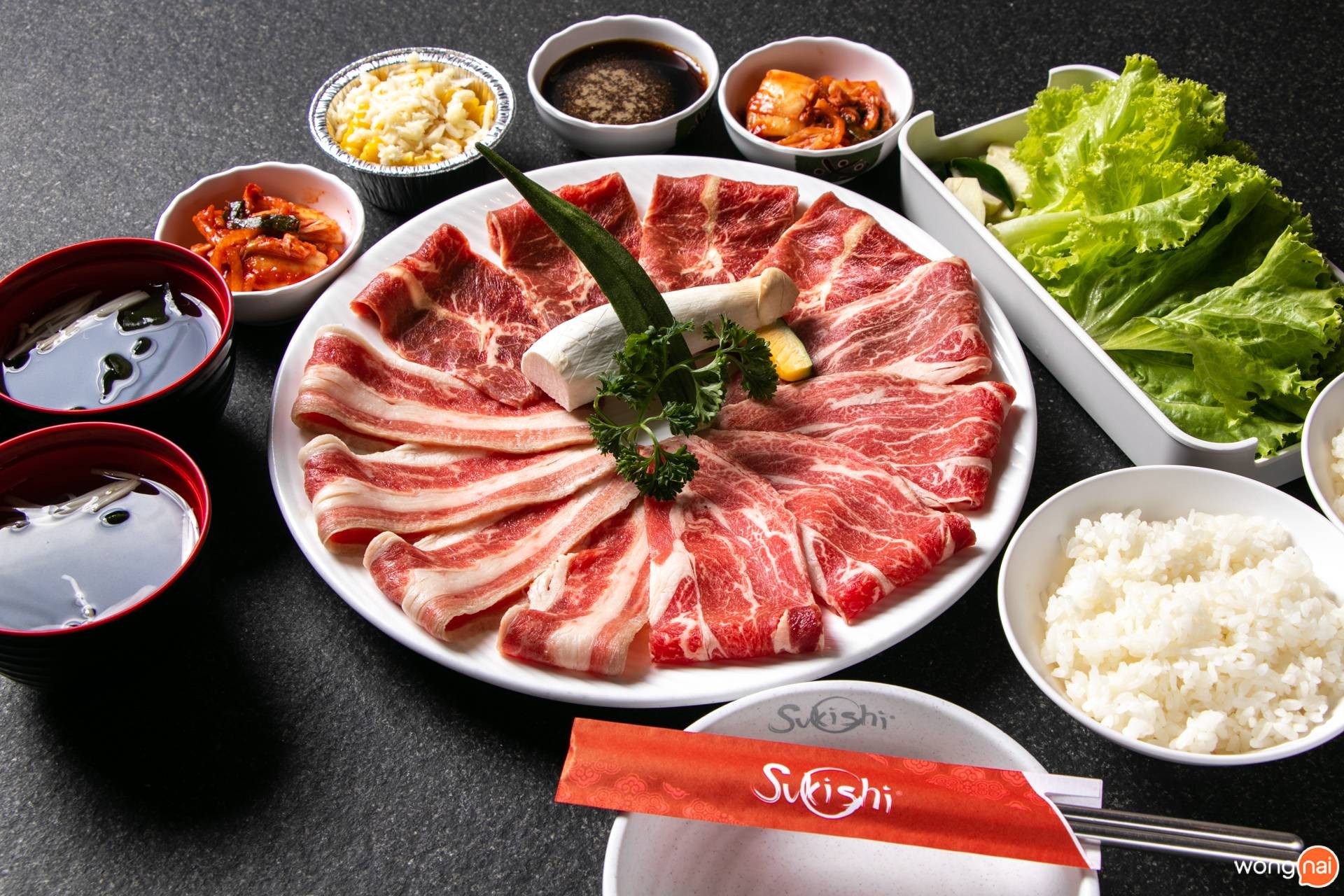 เมนู “ชุดบาร์บีคิวเนื้อ” ของร้าน “Sukishi”